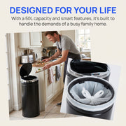 Sensor Kitchen Bin 50L Touch Free with Soft Close Lid for Cleaner Waste Disposal Black Homcom