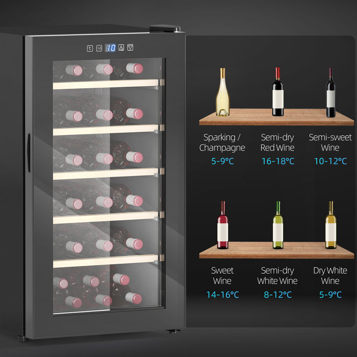 Black 41 Bottle Wine Fridge 91L with Glass Door LED Light and Touch Control by HOMCOM