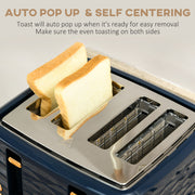 3000W Fast Boil Kettle and 4 Slice Toaster Set With Adjustable Browning Control Blue