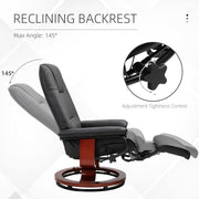 Reclining Swivel Lounge Chair With Padded Footrest For Home Office Comfort Black