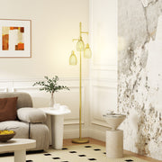 Gold Industrial 3 Light Floor Lamp with Dimmable Steel Shades for Living Room