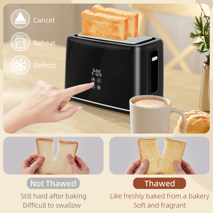 Black 1.5L 3000W Fast Boil Kettle and 2 Slice Toaster Set With 7 Browning Levels by HOMCOM