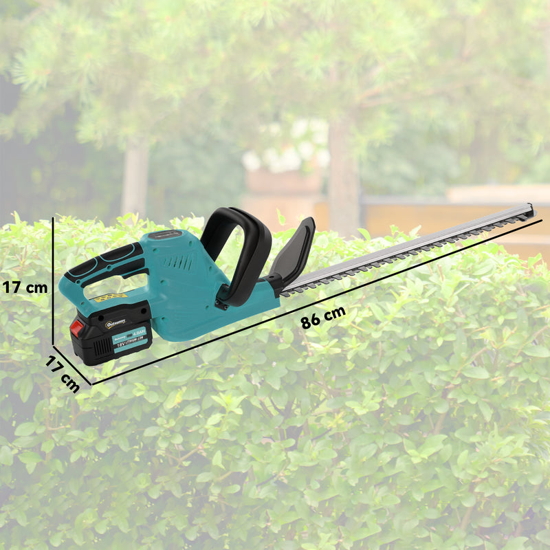 Cordless Electric Hedge Trimmer with 51cm Blade and 2 Batteries for Shrubs and Branches by Outsunny