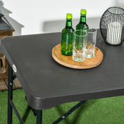 Folding Picnic Table and Bench Set for 4 with Steel Frame and Plastic Top Dark Grey by Outsunny
