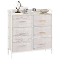 Rustic Wooden Chest with Six Fabric Drawers for Bedroom or Living Room Storage