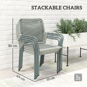 Light Grey 5 Piece Rattan Garden Dining Set with Cushions and Stackable Chairs by Outsunny