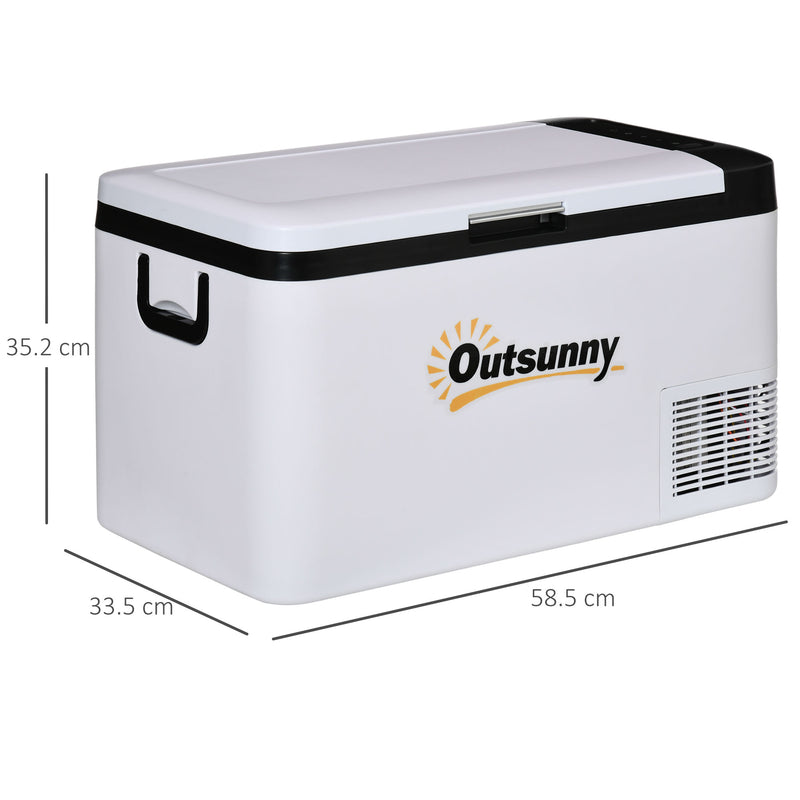 25L Portable Car Fridge Freezer With LED Light and Dual Power For Travel Campervan Grey AOSOM