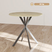 Round 80cm Industrial Dining Table in Oak Finish Ideal for Small Kitchens or Dining Areas