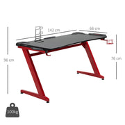 Dimensions diagram of the 142 cm desk showing 66 cm depth, 76 cm tabletop height and 96 cm overall height