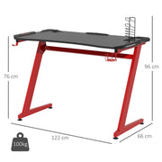 Dimensions diagram of the 122 cm desk showing 66 cm depth, 76 cm tabletop height and 96 cm overall height
