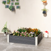 Raised Garden Bed for Easy Vegetable and Flower Growing with Open Bottom Drainage, Dark Grey Outsunny