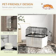 Two Tier Hamster Cage with Wheels Deep Base and Accessories for Small Pets, Grey