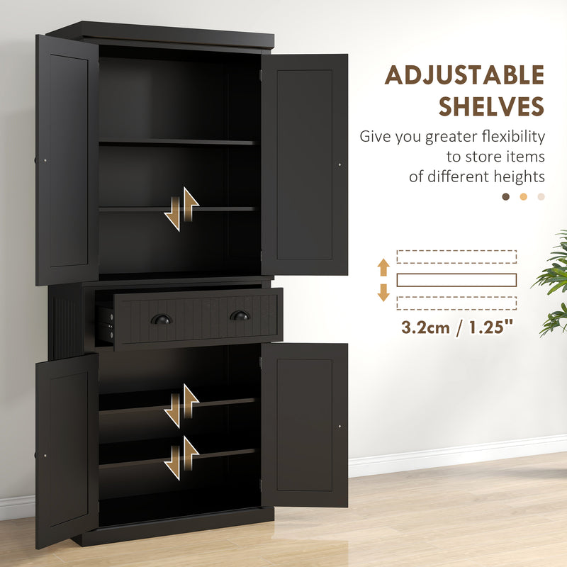 Freestanding Kitchen Storage Cabinet With Drawers And Shelves For Home Organisation Black