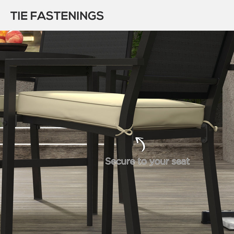 Beige 4 Piece Patio Chair Cushion Set with Ties Ideal for Garden or Indoor Seating