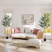 Set of 2 6ft Artificial Olive Trees with 900 Leaves and 40 Fruits in Pots for Indoors