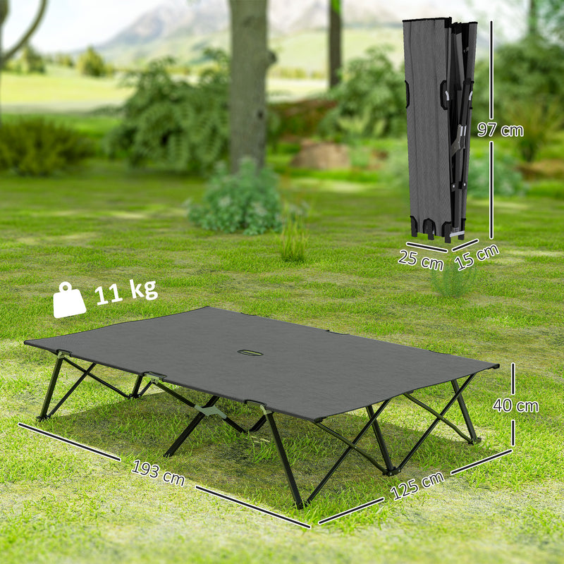 Double Folding Camping Bed for Two Adults Raised Off Ground Charcoal Grey