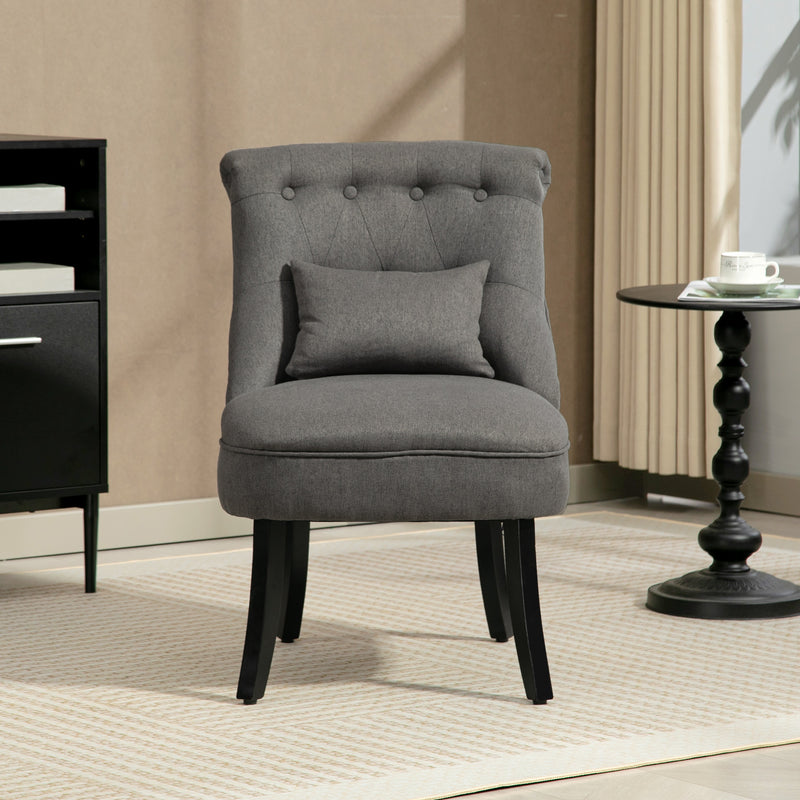 Charcoal Grey Upholstered Single Accent Chair with Cushion and Solid Wood Legs for Living Room