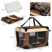 Foldable Pet Carrier with Soft Cushion for Small Dogs and Cats Ideal for Travel, Brown
