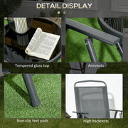 Folding Garden Bistro Set with Glass Top Table Ideal for Patio or Outdoor Relaxing
