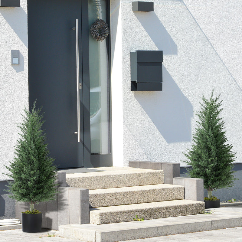 Set of 2 Artificial Cypress Trees 90cm UV Resistant with Pots for Indoor Outdoor Decor