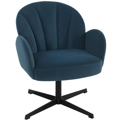 Accent Chair with Swivel Base and Supportive Shell Back for Bedroom Comfort Dark Blue Homcom