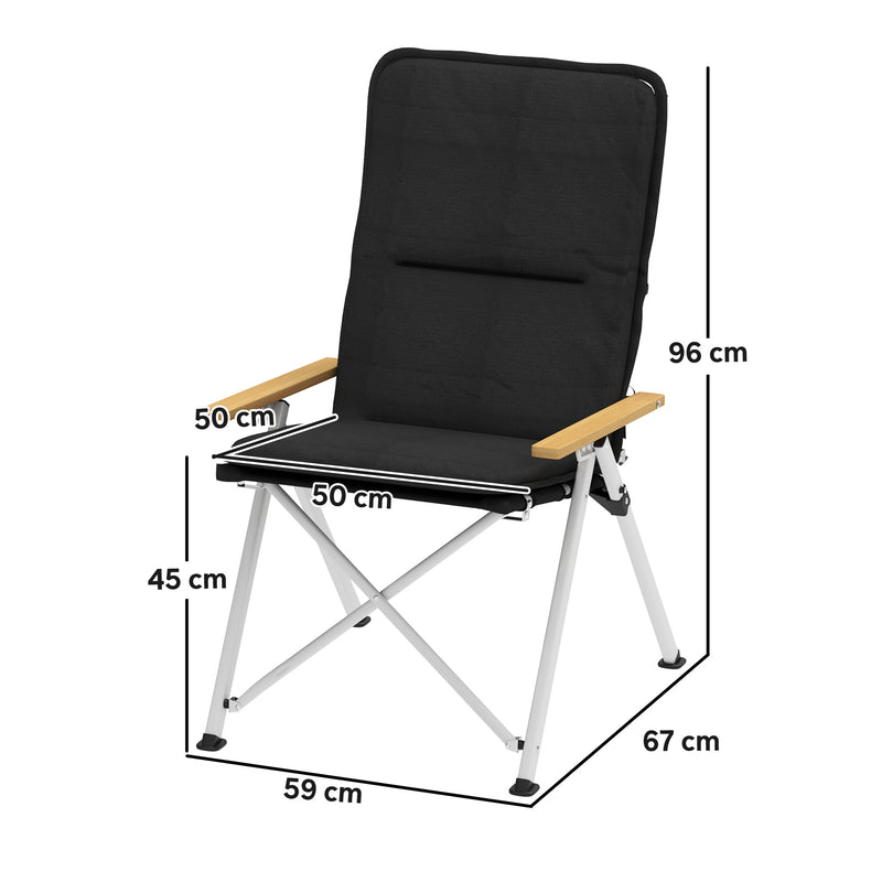 Adjustable Folding Camping Chair with Padded Seat and Backrest Support Black