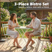Foldable Garden Bistro Set for 2 with Acacia Wood Table and Chairs for Small Spaces Green White AOSOM