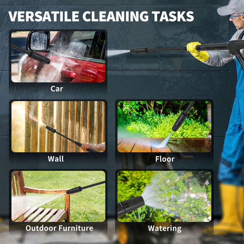 Pressure Washer for Patios Cars and Garden Furniture with Adjustable Nozzle Yellow Black AOSOM