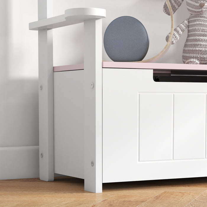Pink 2 in 1 Toy Box with Lid for Kids Bedroom Nursery and Playroom by AIYAPLAY