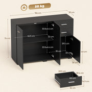 Sideboard with Adjustable Shelves and Drawers for Living Room or Dining Storage Black AOSOM