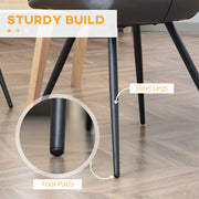 Set of 4 PU Leather Dining Chairs with Metal Legs for Kitchen or Dining Room Grey AOSOM