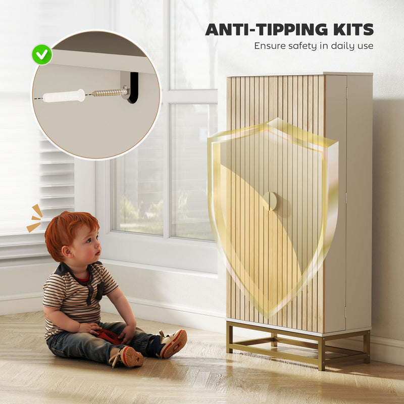 Kitchen Pantry Cupboard with Adjustable Shelves for Easy Organisation White and Wood AOSOM