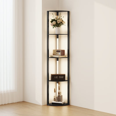 Modern Corner Floor Lamp with Dimmable LED Light for Living Room or Bedroom, Black