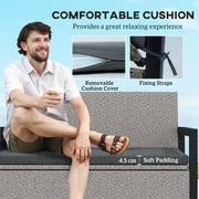 Grey 151.5L Garden Storage Bench with Cushion Weatherproof Seat by Outsunny