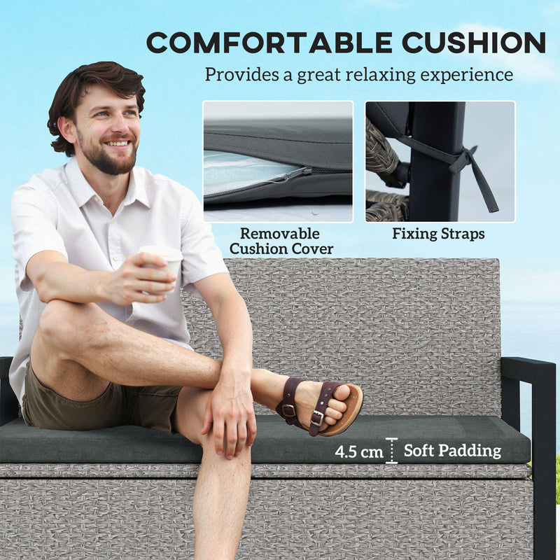 Grey 151.5L Garden Storage Bench with Cushion Weatherproof Seat by Outsunny