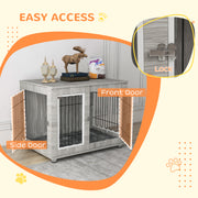 Large Indoor Dog Kennel with Soft Cushion and Double Doors for Comfort and Space Grey