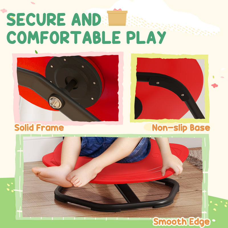 Kids Sensory Spinning Swivel Chair for Balance and Coordination Training Red AOSOM
