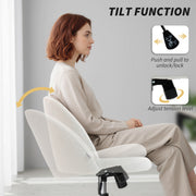 Teddy Fleece Swivel Office Chair With Wheels And Adjustable Height For Home Cream White AOSOM
