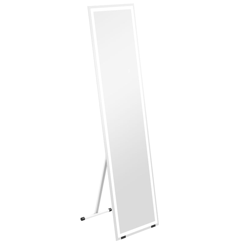 Full Length LED Dressing Mirror with Dimmable 3 Tone Lighting for Bedroom, White