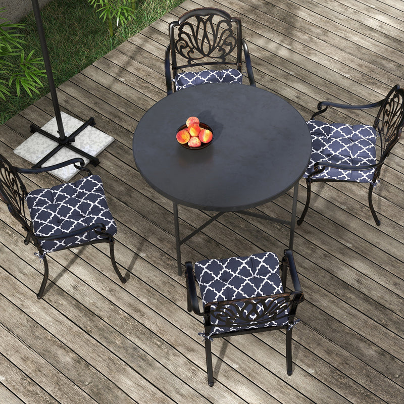 Blue 4 Piece Garden Chair Cushion Set With Ties For Indoor Or Outdoor Comfort