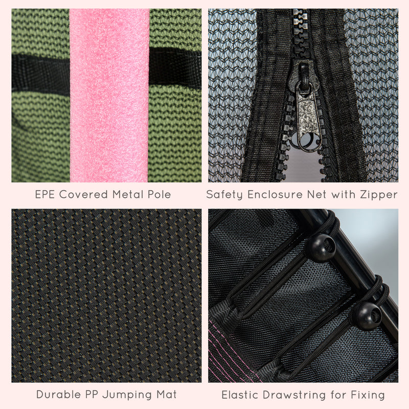 Pink Kids Trampoline with Safety Enclosure for Ages 3-10 by HOMCOM