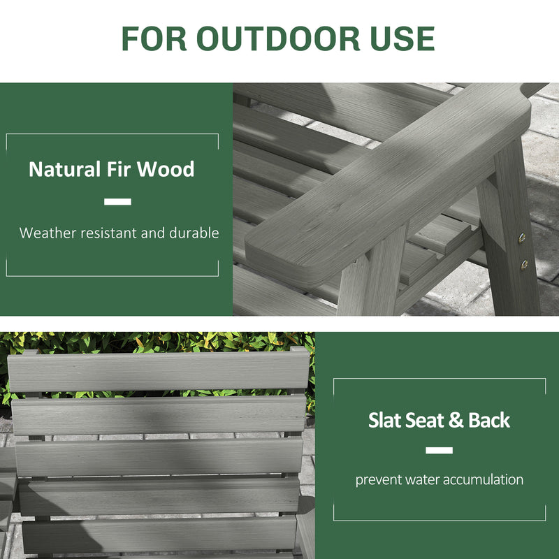 Grey Convertible 2 to 3 Seater Garden Bench Fir Wood Outdoor Seating by Outsunny