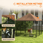 Outdoor Dog Kennel with Roof and Rotating Bowl Ideal for Garden Play and Safety Black