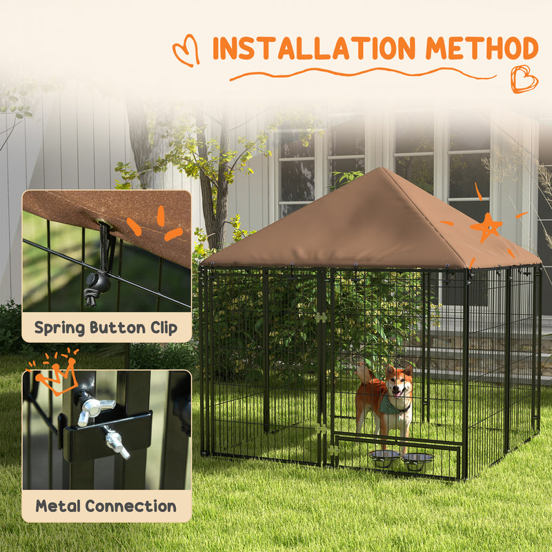 Outdoor Dog Kennel with Roof and Rotating Bowl Ideal for Garden Play and Safety Black