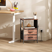 Bedside Table With USB Charging Station, 2 Drawers, Storage Shelf For Bedroom or Living Room AOSOM