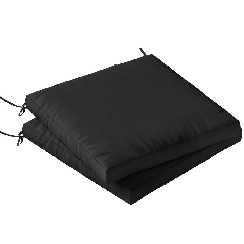 Garden Chair Cushions Set of 2 with Firm Support and Easy Clean Covers Black