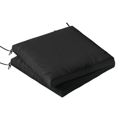 Garden Chair Cushions Set of 2 with Firm Support and Easy Clean Covers Black Outsunny