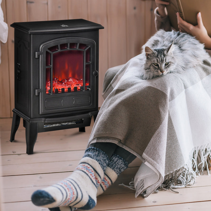 Electric Fireplace Heater for Quick Warmth and Cosy Atmosphere in Small Rooms Black