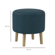 Round Storage Ottoman with Padded Seat and Hidden Compartment for Living Room Blue