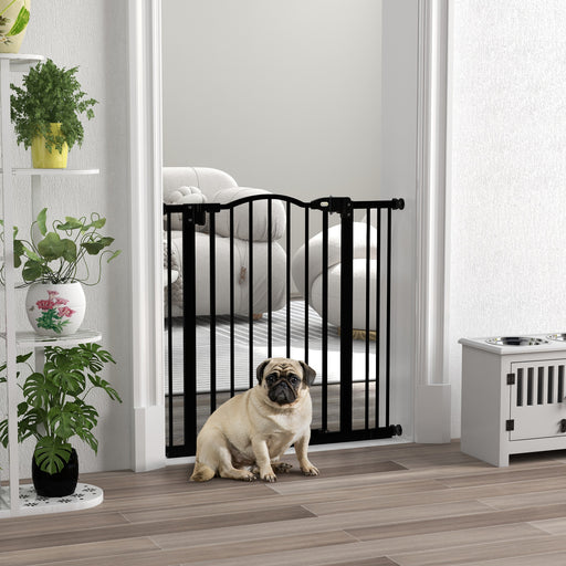 Adjustable Metal Pet Safety Gate with Auto Close Door for Doorways and Stairs Black